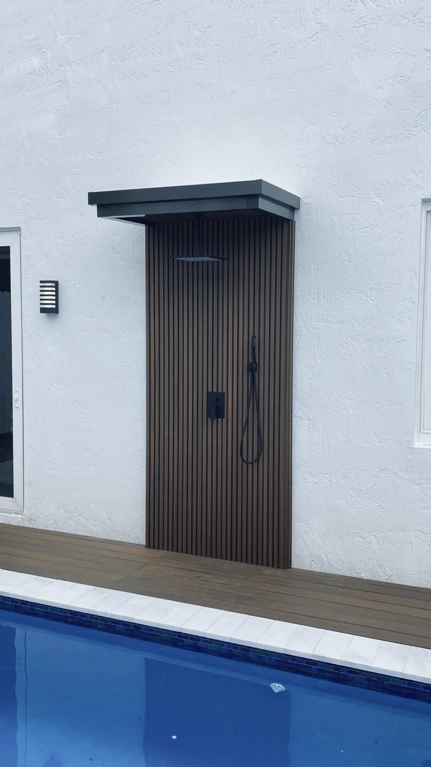 Poolside outdoor shower detail